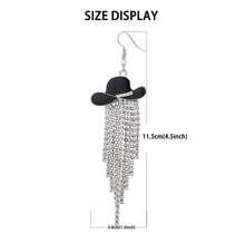 一对水钻流苏牛仔帽耳环 - 牛仔流蘇耳環 - 查看 4