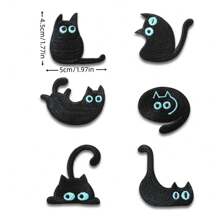 Iron-On Embroidered Patch, Cute Blue-Eyed Black Cat Embroidery Cloth Patch, Soft & Adorable Decoration For Scrapbook, Bag, Clothes Hole Cover, Self-Adhesive