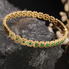 1pc Stainless Steel 18K Gold Plated Heart & Flower Oil Drop Design Cuff Bracelet, Elegant Vintage Fashion Versatile Accessory For Women, Suitable For Daily Wear, Party, Outdoor, Gift For Girlfriend/Wife