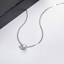 6.5mm Moissanite Classic Clavicle Pendant Necklace 925 Sterling Silver, Suitable For Women - White - View 7