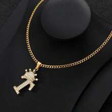 Collar con colgante de letra con corona de circonita para hombres y mujeres, collar de cadena con inicial tipo hip hop, regalo de joyería para mejores amigos - collar - Ver 38