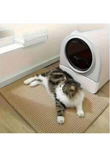 超大双层猫砂垫，采用 EVA 材质制成，旨在防止猫砂飞溅和泄漏，保持猫砂不外泄。防滑、可水洗、防水、防臭、易于清洁 - 非常适合用作猫砂盆和宠物用品保护垫 | 可水洗猫垫 | 耐用猫垫。