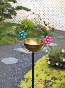 1pc Metal Bird Bath Rack And Feeder With Stakes, Used For Outdoor Garden, Yard, And Lawn Decoration, With Five Sturdy Grip Diameters Inserted Into The Ground - Outdoor Garden Water Features Outdoor Decor Garden Decor Home Decor