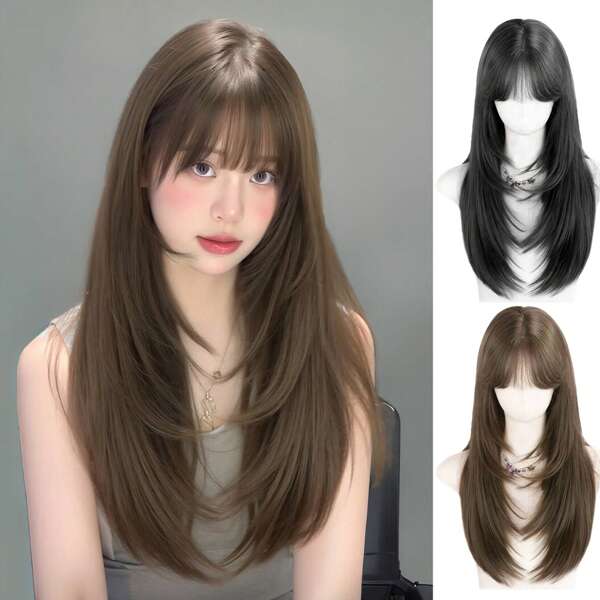 20inch Wig Full Head Set For Women Natural Simulation Human Hair High-Level Face-Shaping And Age-Reducing Cold Atmosphere Wig Full Head Set For Women