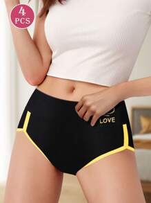 MIOTAN 4 piezas/Paquete Bragas suaves y transpirables de talle alto para mujeres