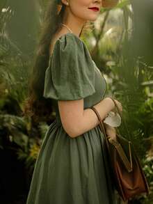 Váy Linen Sun Dresses Vintage, Pride, Phụ nữ ngày 4 tháng 7 - Màu xanh Ô liu - Xem 6