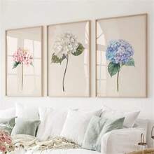 1Pc/3Pcs Hiện Đại Trừu Tượng Hoa Treo Tường Nghệ Thuật Trang Trí Áp Phích Màu Nước Đơn Giản Hoa Cẩm Tú Cầu Tranh In Canvas Tranh Cho Phòng Khách Phòng Ngủ Văn Phòng Tại Nhà Ký Túc Xá Trang Trí Thiết Kế Nền Tường Hình Ảnh Có Khung/Không Khung - Nhiều màu - Xem 3