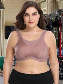 Wingslove Plus Size Full Coverage Sports Bra - High Support U-Back Wireless Sports Bra, Breathable & Comfortable, Suitable For Yoga, Fitness, Running, Unpadded, Maximum Support, Full Cup Design, Wide Band Design - Mauve Purple - View 5