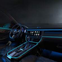 Balabaxer Car LED Strip Lights Interior Ambient Glow For Cars, Trucks, SUVs - 9ft/16ft/32ft USB 5V Multi-Color Neon EL Wire With Fuse Protection,Waterproof Flexible Automotive Mood Lighting For Dashboard, Footwell, Cup Holder, Decks, PC Gaming Setup, Home Desk DIY Decoration - Blue - View 1