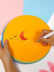 50pcs/Pack 7.87in Round Colored Cards, Kraft Paper & Colored Art Paper Combination, Multi-Size Round Cardboard, 220gsm Thick Round Art Paper, Suitable For Painting, Display, Model Making, Architecture Colored Paper