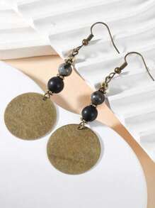 2 件波西米亚风格吊坠耳环、绿色耳坠、耳环、古铜耳环、串珠耳环、波西米亚风格耳环、波西米亚风格珠宝