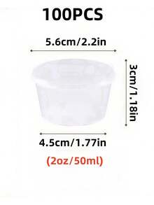 25ml/50ml/100ml Transparent Plastic Seasoning Cup With Lid, Leak-Proof, Anti-Pollution And Odor-Proof, Waterproof - Suitable For Catering, Barbecue And Outdoor Activities Sealed Salad Sauce Container, Dipping Cup, Lunch, Party, Travel, Kitchen Supplies - Transparent - View 22
