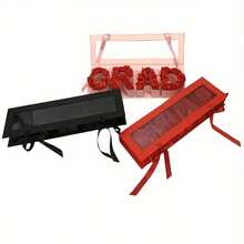 1 件毕业礼盒，透明窗口 GRAD 形纸板礼盒，可装满巧克力、草莓、糖果、珠宝、玫瑰、毕业礼物