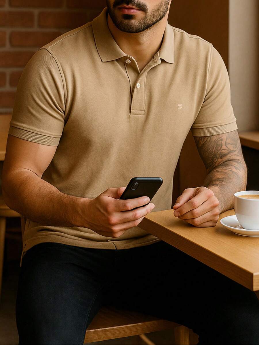 Men's Premium Piquet Polo Shirt - Cát - Xem 1
