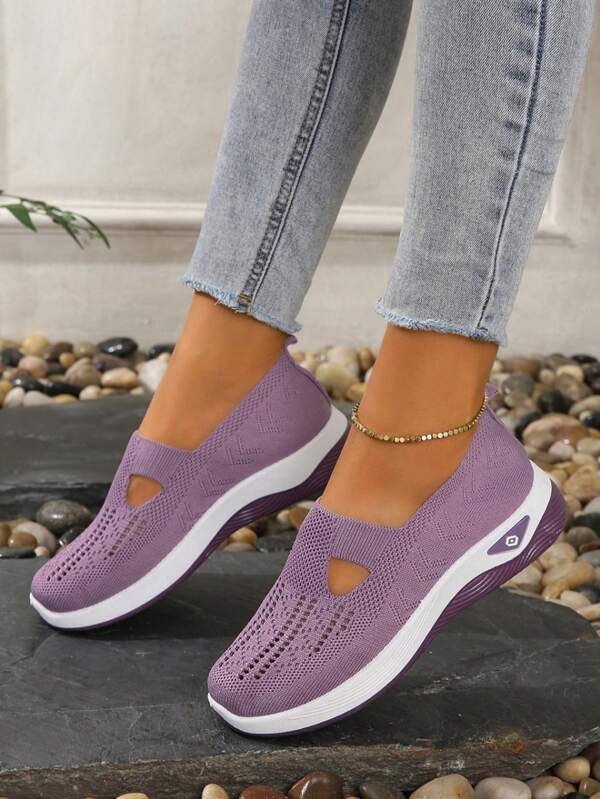 Tênis Femininos Leves e Respiráveis de Tela - Sapatos Confortáveis com Design Elástico Macio para Uso Casual, Viagem e Atividades ao Ar Livre, Tênis de Viagem | Calçado Confortável | Tênis de Tela Superior
