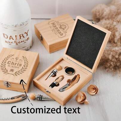 Custom Wine Tool Sets, Personalized Wine Tool Sets, Perfect Gifts For Wine Lovers, Best Man Gifts, Wedding Party Gifts, Custom Premium Best Men Gift Sets For Him,Creative Carvings