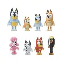 Bluey 8pcs /4pcs Of Bruy's Handmade Dolls, Small Dog Bingo Joint Movable Dolls, Car Mounted Scenery Ornaments