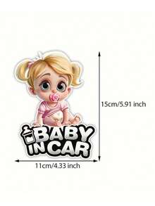 1pc Child Safety Warning Sticker, Suitable For Home & Vehicle - Smiling Baby & Cartoon Animal Pattern - Tear-Resistant PVC Material With UV Protection - "Caution: Child In Vehicle" Bumper Sticker, Applicable For All Weather Conditions (Spring/Summer/Autumn/Winter) - Multicolor - View 15