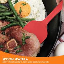 Zestaw 6 silikonowych przyborów kuchennych – kolory nordyckie – szpatułki do gotowania i pieczenia, skrobaki, pędzel, rozprowadzacz lukru – materiał gumowy, motyw świąteczny, bez ładowania i baterii