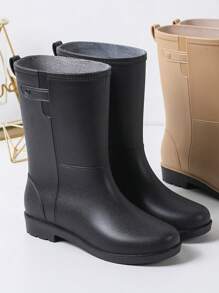 Women's Mid-Calf Rain Boots, Waterproof Shoes With Thermal Lining, Anti-Slip Soft Bottom Half-Calf Rain Boots