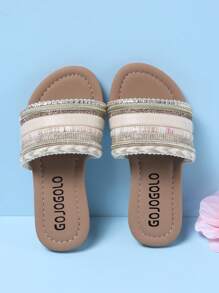 1 Pair Kids' Open Toe Sandals, Casual Minimalist Fashion, Boys & Girls Flat Beach Slippers Suitable For Indoor/Outdoor, Daily Wear & Travel