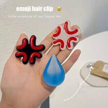 1pc-Emoticon Sweating Angry Question Mark Hair Clip, Funny Expression No Words Acrylic Hair Accessory