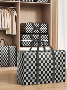 1 pièce Sac de voyage noir, sac de rangement de vêtements grande capacité, sac de rangement de couette, sac de rangement pliable, sac d'emballage pour déménagement, sac de rangement de vêtements, sac de rangement saisonnier, poignée renforcée à double fermeture éclair pour le déménagement, sac de rangement divers, accessoires de stockage pour déménagement