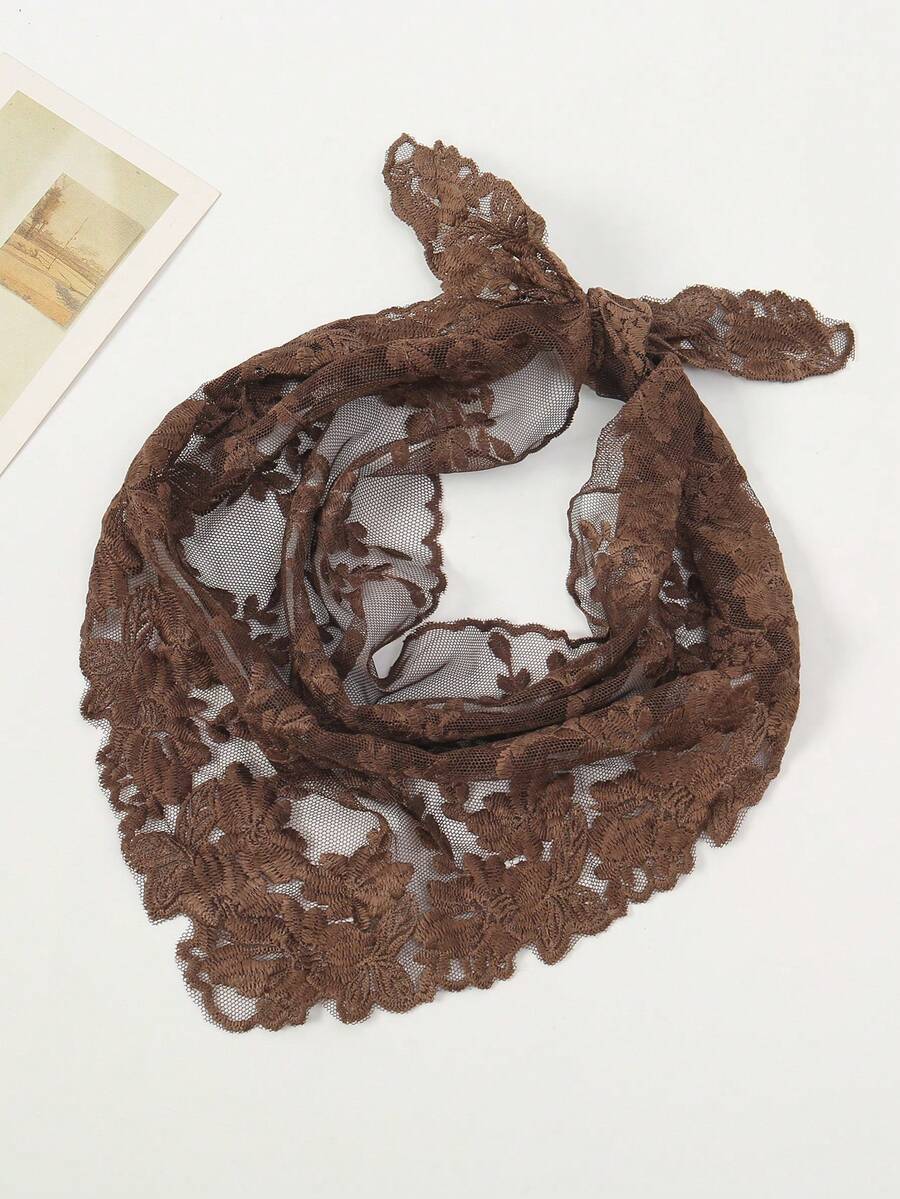 1pc Lace Floral Trim Scarf Women Bandana For Dress - Multicolor - View 1