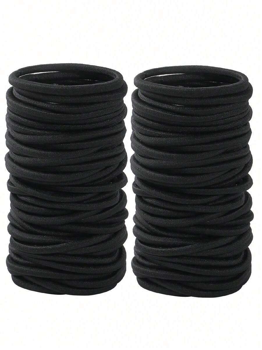 20/50/100/200pcs Black Hair Ties, Suitable For Thick Curly Hair Ponytails, Unisex, For Daily Life Hairstyles And Holiday Looks Ponytail Holders Hair Elastics Hair Rubber Bands Scrunchies Hair Rope Elastic Hair Tie, Hair Bobbles ,Head Piece