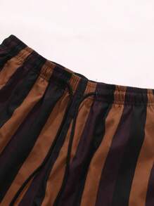 Men's Summer Double Layer Printed Woven Shorts With Drawstring, Can Tuck In A Towel