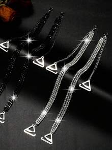 2 件/对钻石装饰女士胸罩肩带金属工字背内衣胸罩肩带，适合狂欢