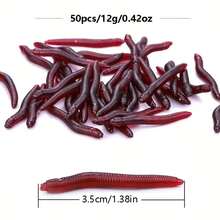 50/100pcs Soft Lure Baits, Soft Worm Earthworm Fake Baits, Red Worm Bagged Fishing Bait, Suitable For Saltwater And Freshwater Fishing - Multicolor - View 8