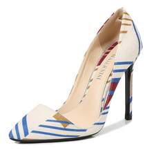 Zapatos de tacón para mujer, de punta, con tacones extra anchos y finos, zapatos sencillos de mujer, moda de bloques de color sexy de estilo europeo y americano, tacones altos para banquetes y trabajo, zapatos sencillos de mujer - Blanco - Ver 7