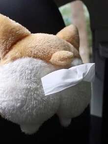 Creative Cartoon Corgi Dog Car Tissue Box, Can Be Used As Seat Back, Headrest, Armrest Storage Bag, Auto Accessories, Car Organizer, Cute Car Accessories, Essential For Summer, Women's Gift, Travel - Multicolor - View 4