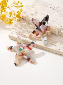 1 par de pendientes de aro con diseño de estrella de mar colorido y estampado de leopardo de acrílico, adecuados para mujeres