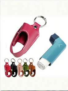 Asthma Inhaler Storage Bag, Cough Spray Bottle Storage Bag, Portable PU Leather Adult Asthma Inhaler Box, Inhaler Does Not Include, Antibacterial Spray Bottle Storage Bag, Portable Medicine Bottle Storage Bag, Leather Box (Only Storage Bag) Spray Cough Inhaler Bracket Storage Bag - Multicolor - View 3