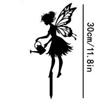 1 Stück Metall Kunst Fairy Silhouette Deko Statue, Gartenstecker Dekoration, Wanddekoration, geeignet für Außengarten, Terrasse, Park, Rasen, Pflanzkübel