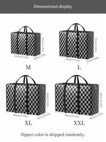 1 pièce Sac de voyage noir, sac de rangement de vêtements grande capacité, sac de rangement de couette, sac de rangement pliable, sac d'emballage pour déménagement, sac de rangement de vêtements, sac de rangement saisonnier, poignée renforcée à double fermeture éclair pour le déménagement, sac de rangement divers, accessoires de stockage pour déménagement