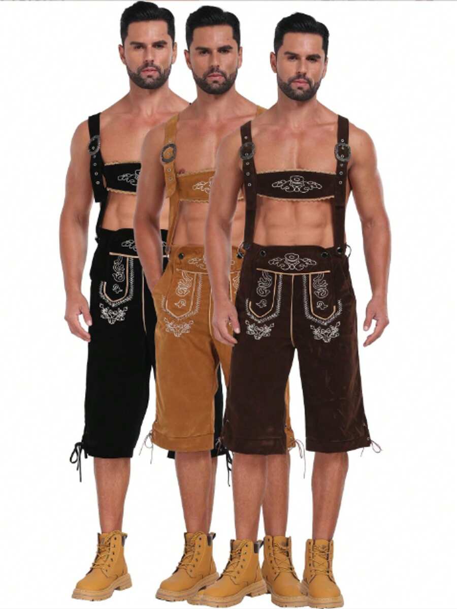 1 bộ quần áo truyền thống Lederhosen dành cho nam, thích hợp cho lễ hội Oktoberfest, biểu diễn sân khấu, Halloween và mùa xuân. - Nhiều màu - Xem 1