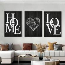 3 件黑色家居爱情海报和印刷品、高品质帆布印刷、黑白帆布画、北欧装饰家居艺术、适用于客厅和卧室、帆布墙艺术、家居装饰、房间海报、房间装饰美学、房间装饰用品、可选框架。 - 黑與白 - 查看 8