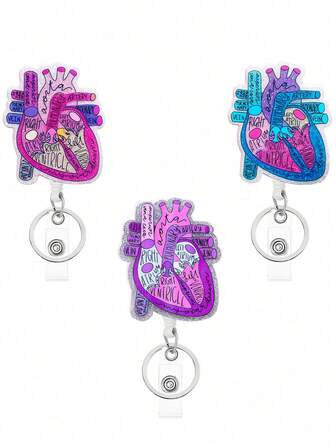1 pieza Soporte retráctil para identificación de enfermera, se puede usar como llavero, portaidentificación, con anillo para llave, soporte de identificación de acrílico con forma de corazón, gran regalo para mujeres, enfermeras, médicos, empleados. Accesorio colgante para el coche para el Día de San Valentín, correa colgante para bolso con soporte de identificación de estilo gótico Y2K, accesorio colgante para el coche en Navidad, regalo creativo para maestros, amigos, hermanas