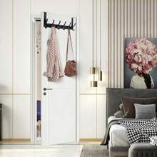 1 Pc Over-The-Door Hook Rack, 6 Hooks, 20kg Capacity, Over The Door Hanger For Coats, Towels, Bags, Clothes In Bathroom, Bedroom, Kitchen
