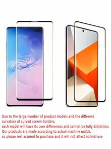 2Pcs 3D Curved Tempered Glass Film Explosion Proof And Scratch Resistant Mobile Screen Protector Film Compatible With Samsung Galaxy S25 S24 S23 Ultra/Redmi Note 14 13 Pro/Vivo/Realme/Compatible With Xiaomi/OPPO Reno/Honor 70 90 50 100 200 300 Magic 5 6 7 Lite/Compatible With Huawei Easy To Stick Without Bubbles 9H Hardness Protective Film - 2PCS - View 11