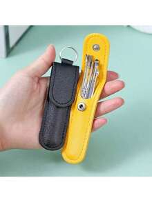 6 件套可重复使用不锈钢防过敏便携式 PU 包、创新弹簧、掏耳勺工具、掏耳清洁工具、耳垢清洁器、耳垢清除器、掏耳清洁套装。 - 彩色 - 查看 2