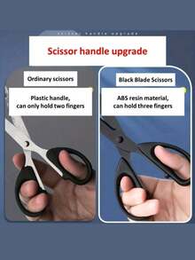 1pc Black Stainless Steel Scissors, Rust-Resistant Coating, Multi-Purpose, Suitable For Daily Household, Fabric Cutting, Embroidery, Sewing, Office Paper Cutting And Tape Cutting - Multicolor - View 8