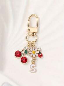 1 件合金 A-Z 字母樱桃雏菊甲虫字母吊坠钥匙扣时尚创意设计生日礼物配饰、母亲节礼物女士、夏季包包挂饰、女士时尚配饰、鲜艳的花朵设计、耐用的金属钥匙扣、美观的礼物创意、新奇钥匙扣 - 金色 - 查看 12