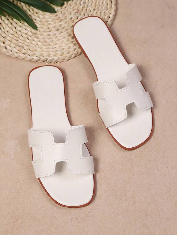 Sandali piatti con punta aperta di colore semplice da donna, scarpe estive, scarpe primaverili, scarpe per vacanze di primavera e Pasqua, scarpe casual, scarpe da spiaggia, regalo per la Festa della Mamma