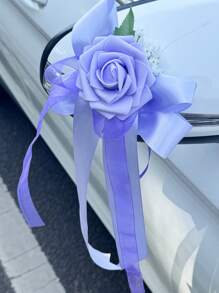 Set de 6 piezas con decoraciones para bodas que incluyen flor de nomeolvides, rosa, espejo retrovisor, lazo, farol y decoraciones para silla del pasillo nupcial, para decoración floral en sillas y bancos