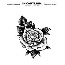 INKARTLINK 非永久性纹身技术，大型玫瑰花纹身贴纸设计，逼真的临时假纹身，手背半永久性纹身贴纸，防水防汗，持续1-2周，男士身体贴纸 - 黑色 - 查看 4