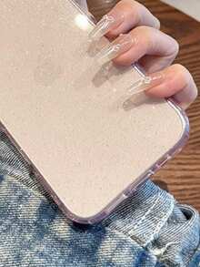 Sequins 1pc Transparent Pink Sparkling All Inclusive Phone Case Protective Case With Sparkling Starry Sky Pattern, Compatible With Iphone16/11/12/13/14 Pro Max/15promax - Soft TPU Shock And Drop Resistant Protective Case - Pink - View 5